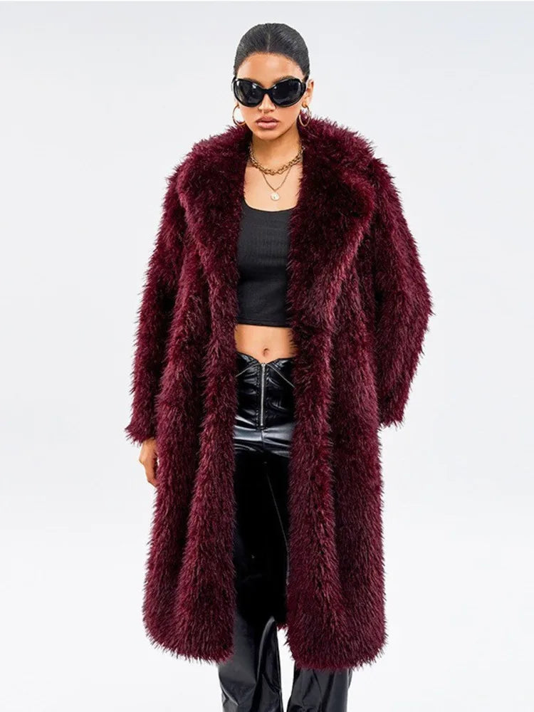 Plush Faux Fur Maxi Coat
