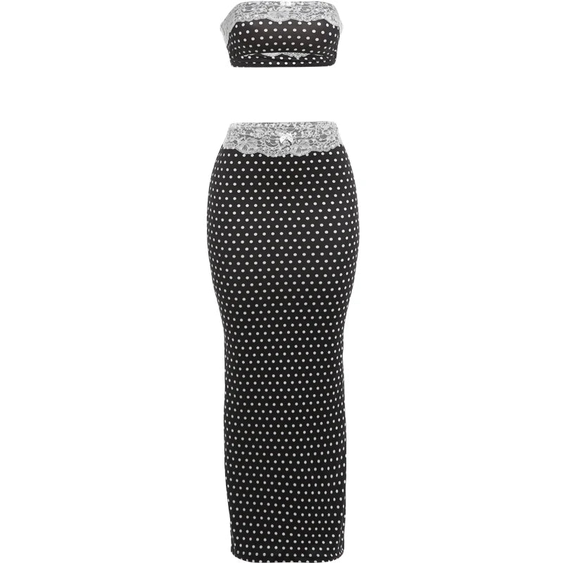Polka Dot Maxi Skirt Set