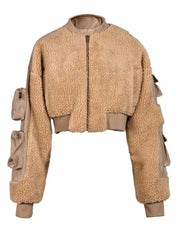 Caramel Cropped Cargo Jacket