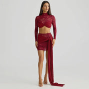 Barely There Lace Panel Skirt Set