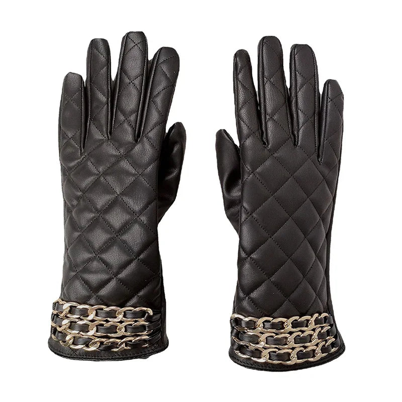 Quilted Faux Leather Gloves