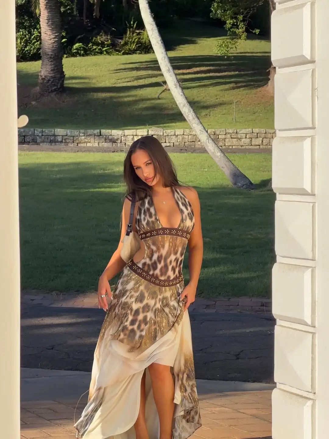 Leopard Tie Dye Halter Dress