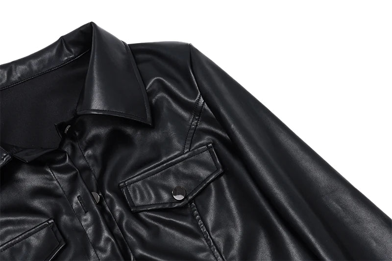 Faux Leather Crop Jacket