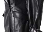 Contrast Leather Blazer