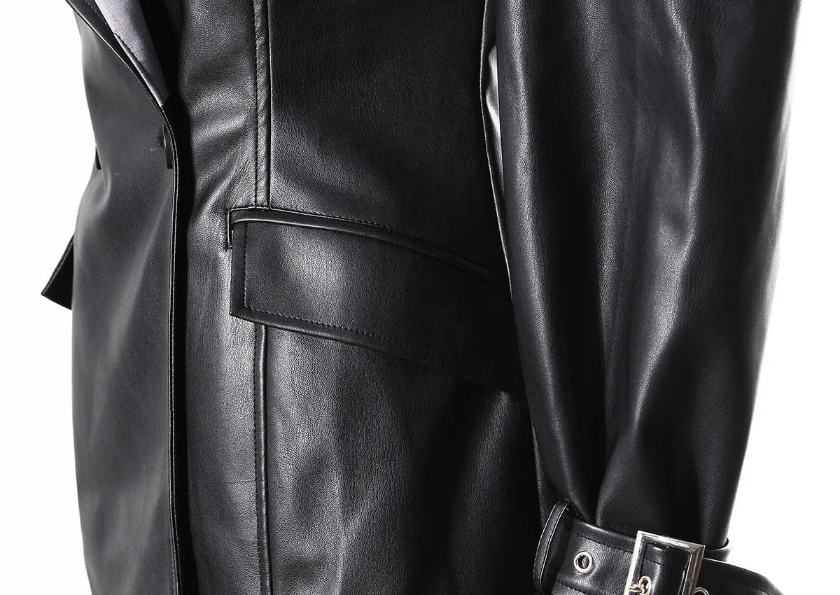Contrast Leather Blazer