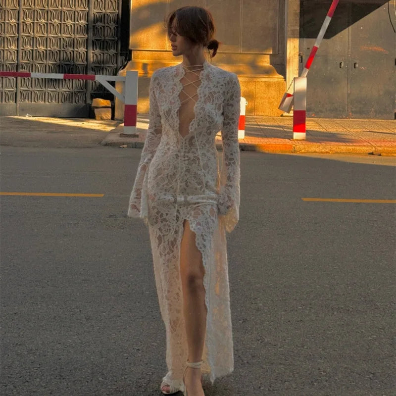White Lace Maxi Dress