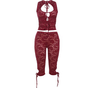 Lace Me Up Cut Out Capri Set