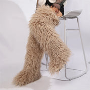 Mongolian Fur Thigh High Boots