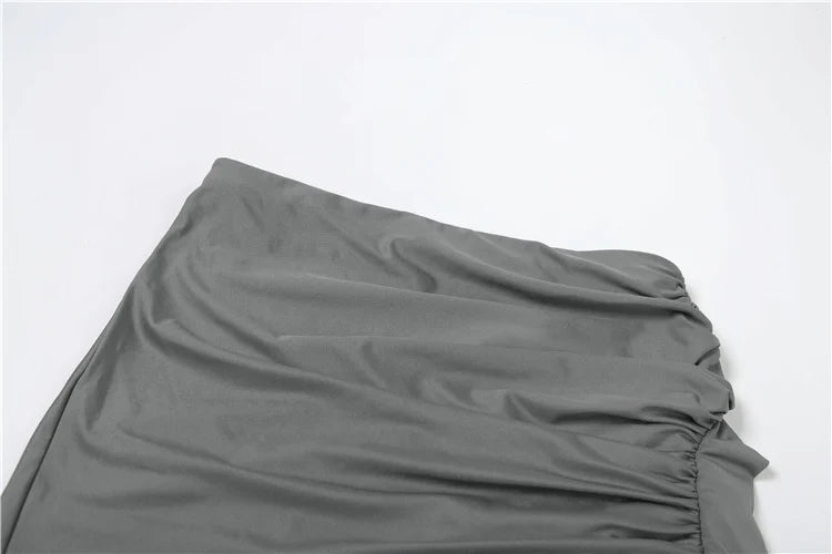 Charcoal Draped Maxi Skirt Set