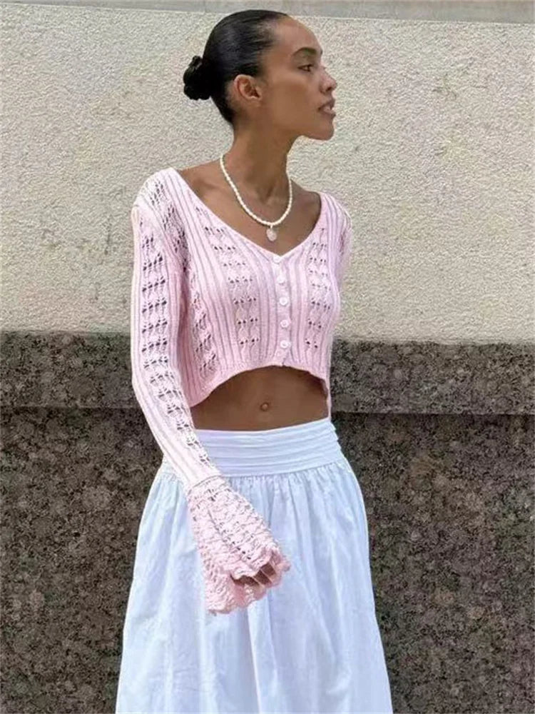 Bellz V-Neck Knit Crop Cardigan