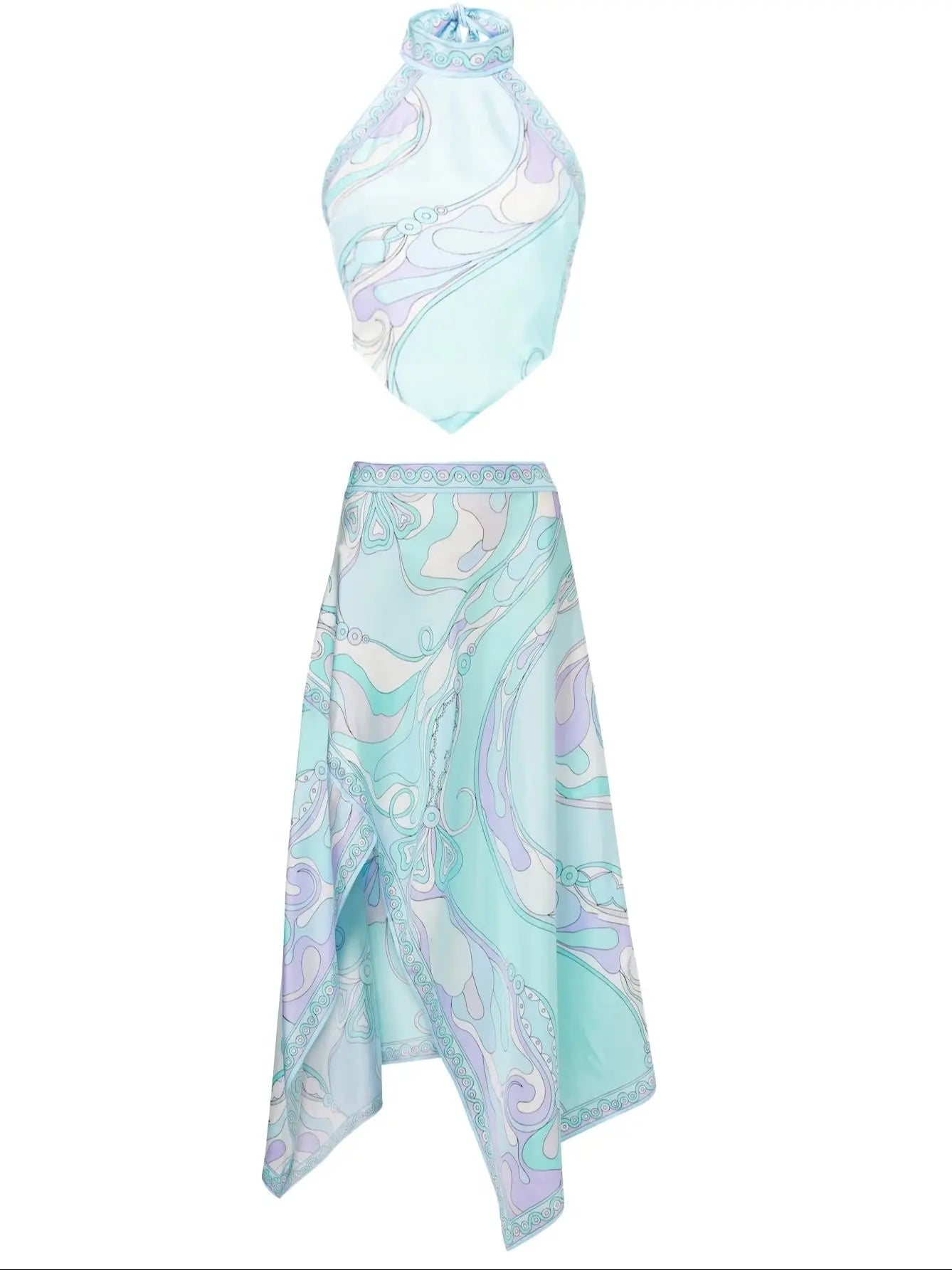 Milano Asymmetrical Satin Skirt Set
