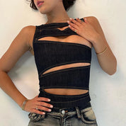 Denim Cut Out Top