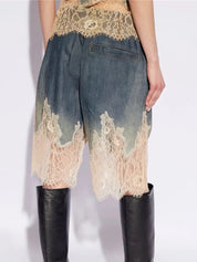 Lace Denim Two Piece Set