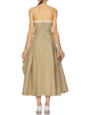 Khaki Trench Midi Dress