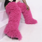 Mongolian Fur Thigh High Boots