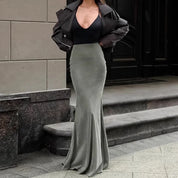 Sage Velvet Mermaid Skirt