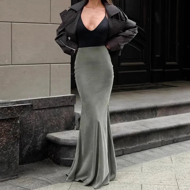 Sage Velvet Mermaid Skirt
