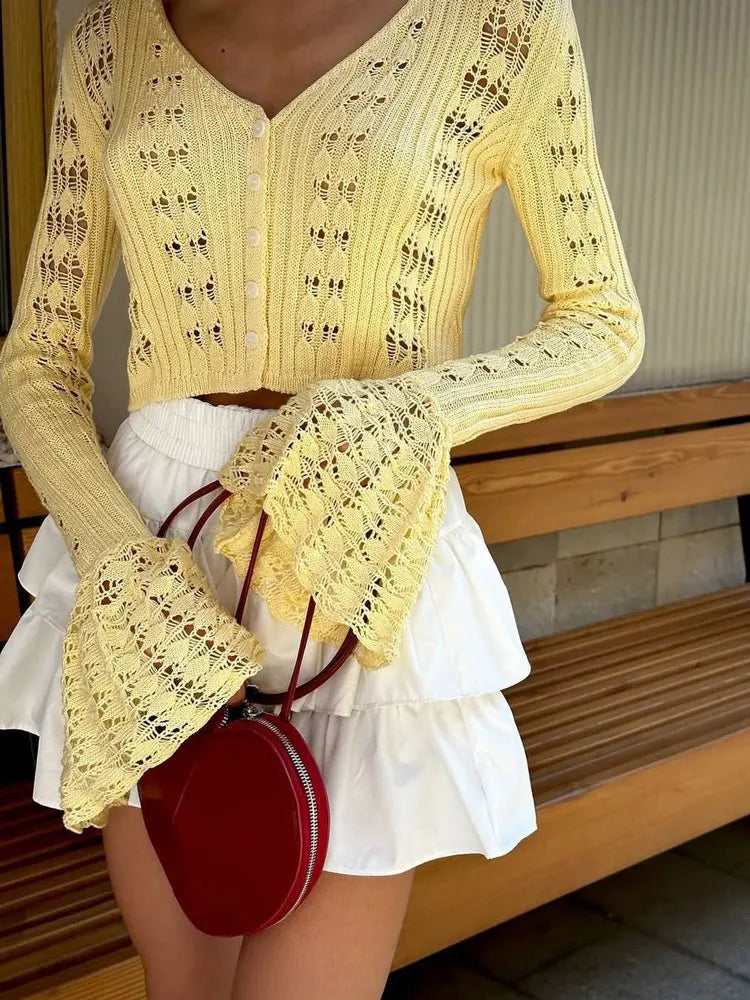 Bellz V-Neck Knit Crop Cardigan