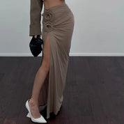 Rose Ruched Maxi Skirt