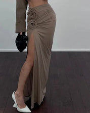 Rose Ruched Maxi Skirt