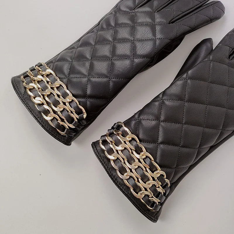 Quilted Faux Leather Gloves