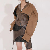 Khaki Faux Leather Jacket