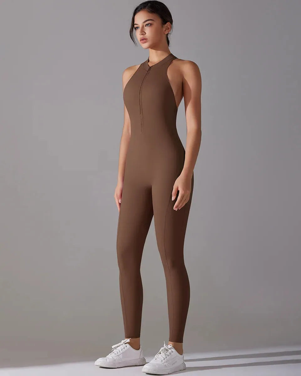 Racerback Zip Up Jumpsuit