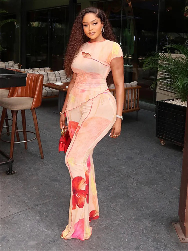 Pink Floral Pants Set