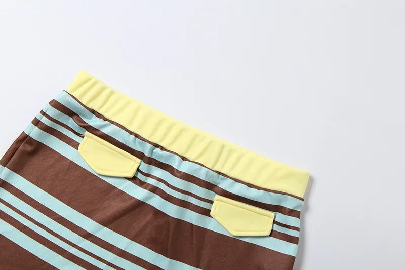 Vintage Striped Skirt Set