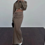 Rose Ruched Maxi Skirt