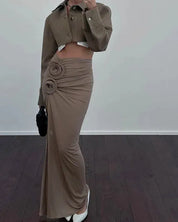 Rose Ruched Maxi Skirt