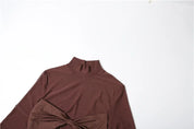 Chocolate Draped Wrap Knot Dress