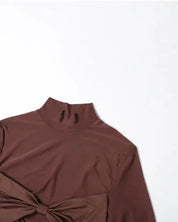 Chocolate Draped Wrap Knot Dress