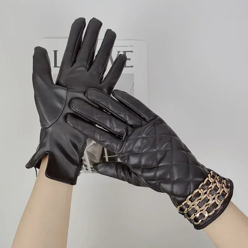 Quilted Faux Leather Gloves