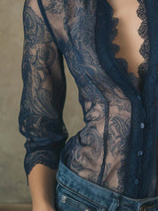 Navy Lace Top
