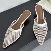 Carrie Pointed Mesh Slip On Mules