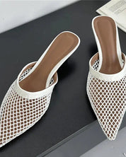 Carrie Pointed Mesh Slip On Mules