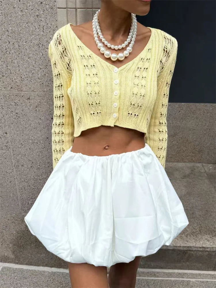 Bellz V-Neck Knit Crop Cardigan
