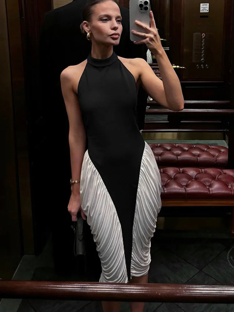 Tuxedo Halter Dress