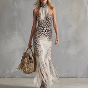 Leopard Fringe Maxi Dress