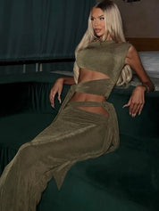 Olive Maxi Skirt Set