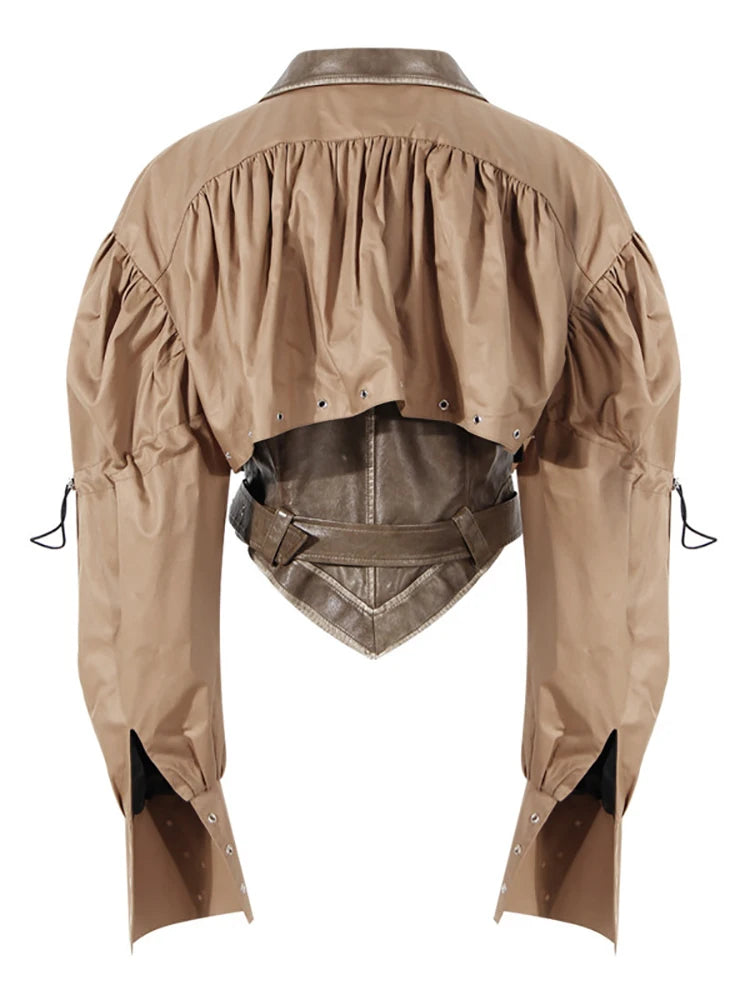 Khaki Faux Leather Jacket