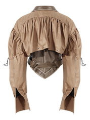 Khaki Faux Leather Jacket