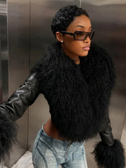 Furry Faux Leather Jacket