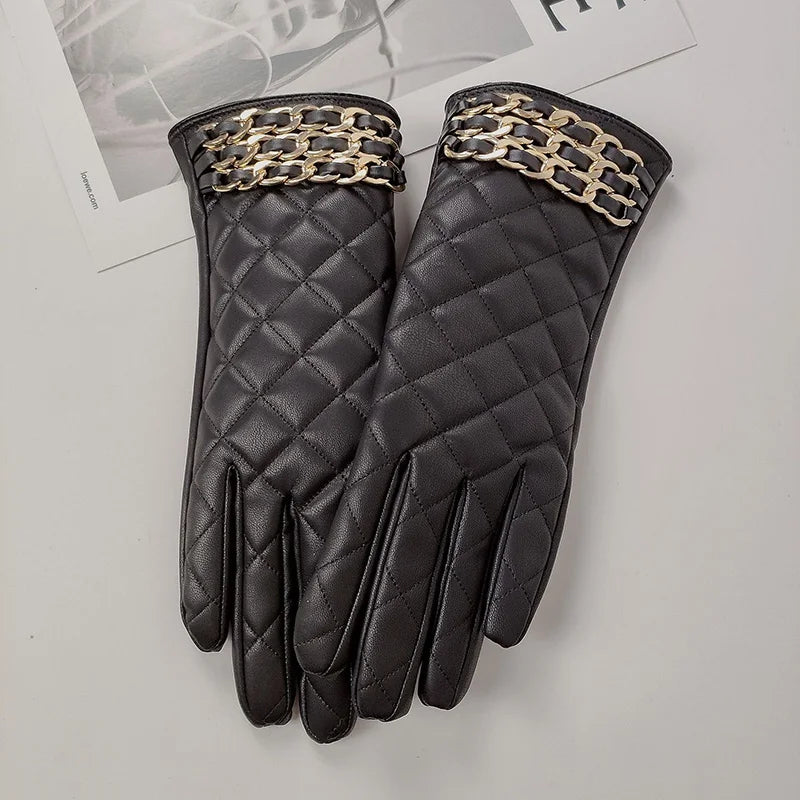 Quilted Faux Leather Gloves