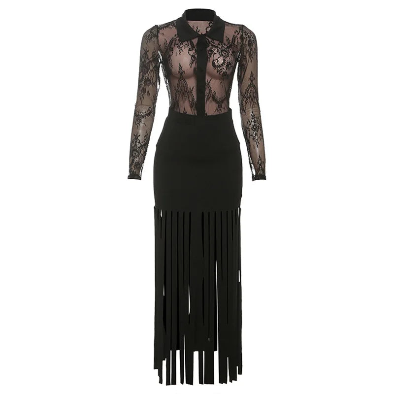 Lace & Tassels Skirt Set