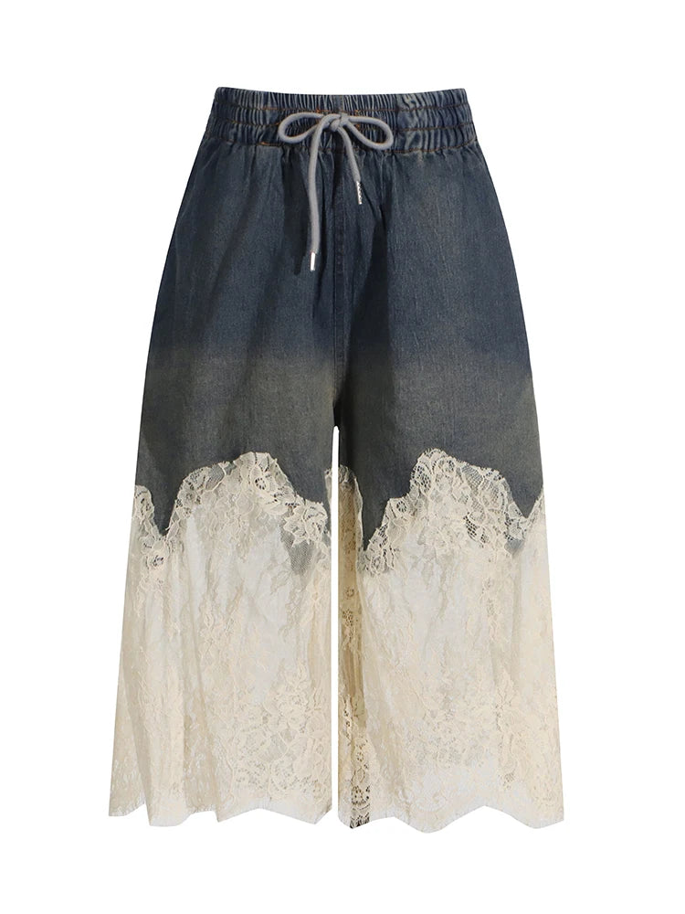 Lace Denim Two Piece Set