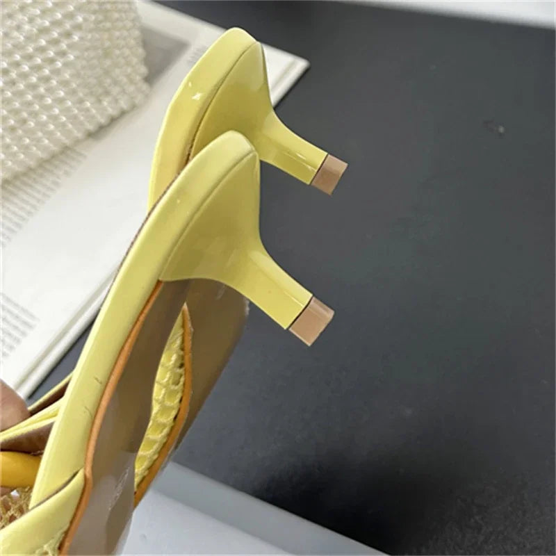 Carrie Pointed Mesh Slip On Mules