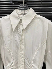 White Collar Drawstring Top