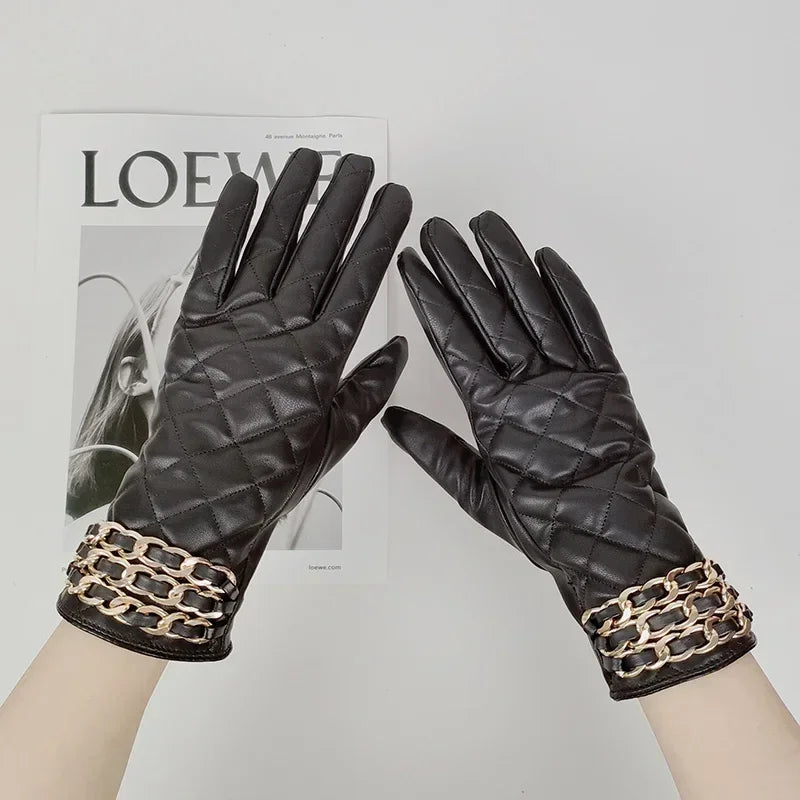 Quilted Faux Leather Gloves